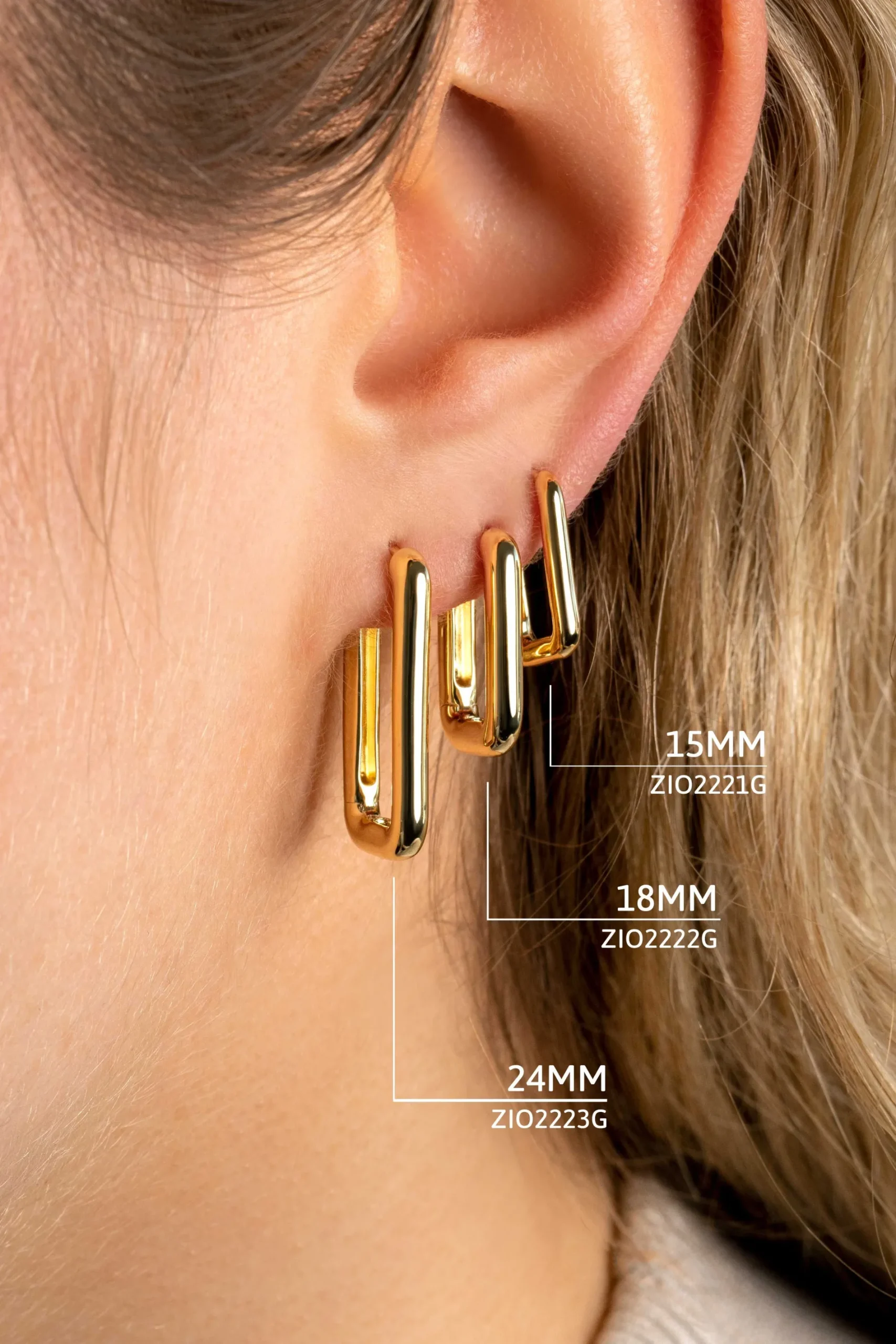 ZINZI zilveren luxe oorringen 14K geel verguld 18x3mm ovale vorm ZIO2222G