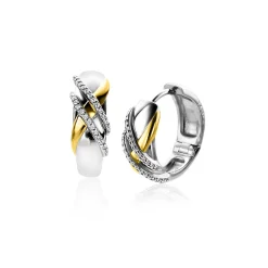 ZINZI zilveren luxe oorringen cross-over bicolor met witte zirconia's 16x6mm ZIO2243