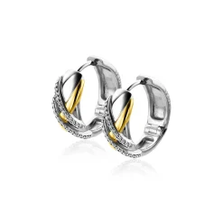 ZINZI zilveren luxe oorringen cross-over bicolor met witte zirconia's 16x6mm ZIO2243