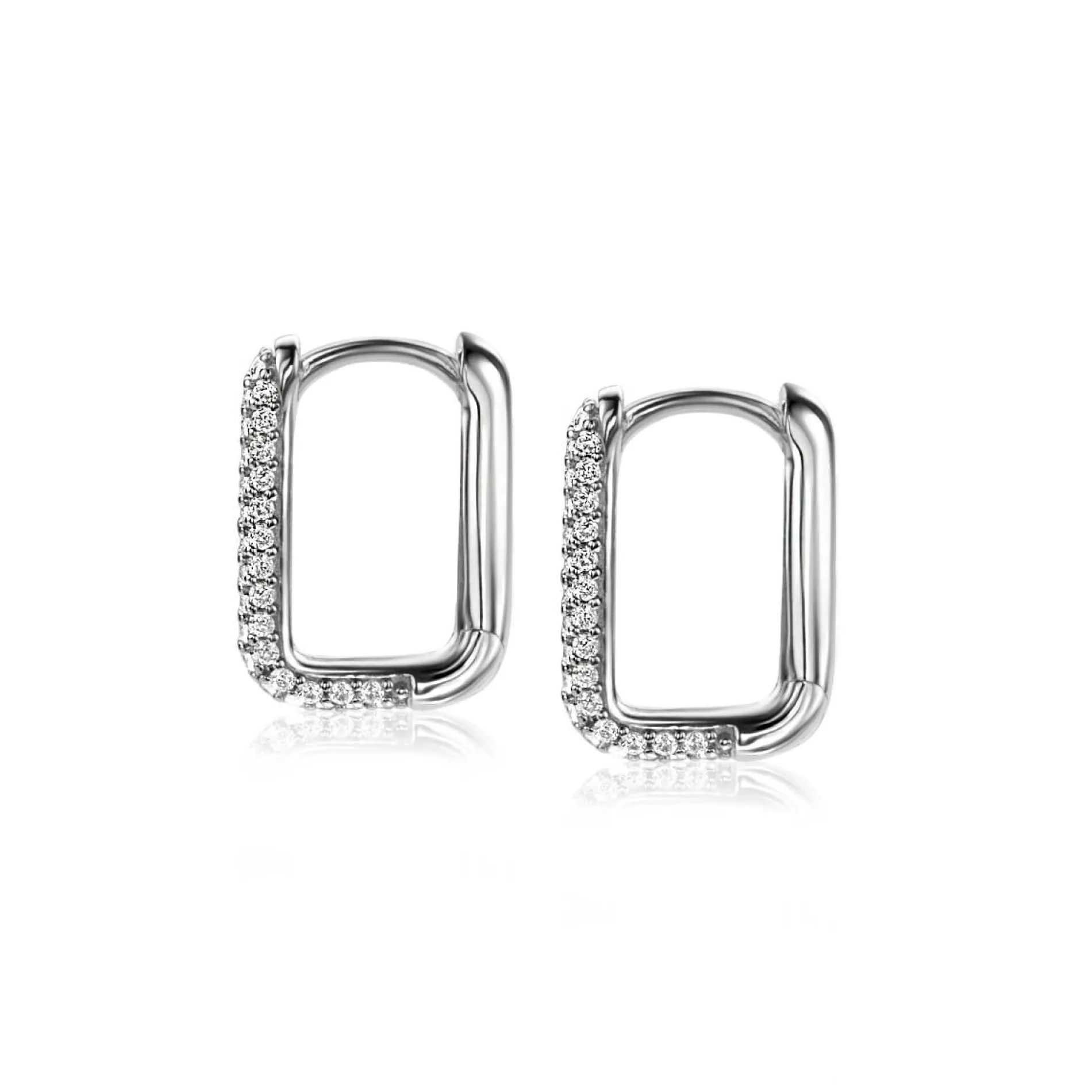 ZINZI zilveren luxe oorringen 15x2mm rechthoekig met witte zirconia's ZIO2221Z