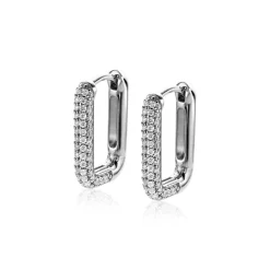 ZINZI zilveren luxe oorringen 18x3mm rechthoekig met witte zirconia's ZIO2222Z