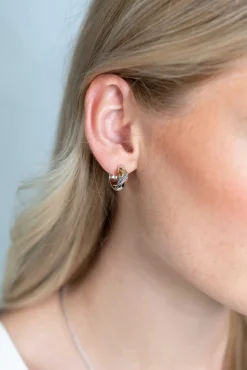 ZINZI zilveren luxe oorringen cross-over bicolor met witte zirconia's 16x6mm ZIO2240