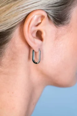 ZINZI zilveren luxe oorringen ovale vorm 20mm zijkant witte zirconia's ZIO2319