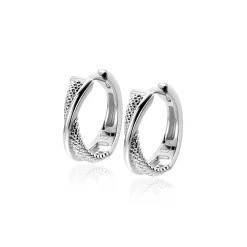ZINZI zilveren luxe oorringen cross-over glad en bolletjes 18x4mm ZIO2242