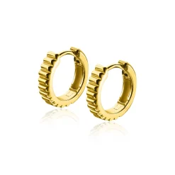 ZINZI zilveren luxe oorringen extra 14K geel verguld geribbeld 16mm ZIO2245