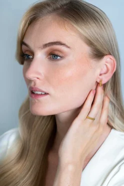 ZINZI zilveren luxe oorringen extra 14K geel verguld geribbeld 16mm ZIO2245