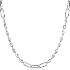 ZINZI zilveren marine schakel ketting, gecombineerd met grotere ovale schakels 42-45cm ZIC2413