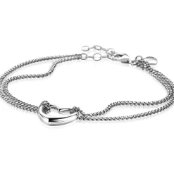 ZINZI zilveren multilook armband met gourmet schakels en open hart 16,5-19,5cm ZIA2516