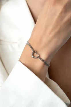 ZINZI zilveren multilook armband met gourmet schakels en open hart 16,5-19,5cm ZIA2516