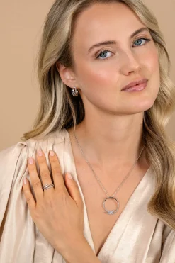 ZINZI zilveren multi-look ring (8mm breed) met 3 rijen, bezet met witte zirconia's ZIR2645