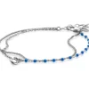 ZINZI zilveren multilook armband met gourmet en jasseron schakels, ronde zetting met witte zirconia en blauwe bolletjes 16,5-19,5cm ZIA2529