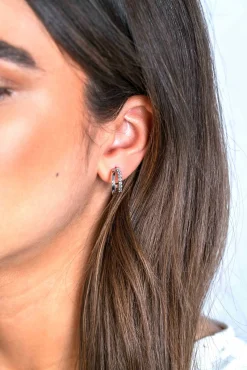 ZINZI zilveren multi-look oorstekers twee banen met witte zirconia's 15mm ZIO2254Z