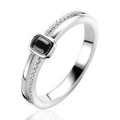 ZINZI zilveren multi-look ring met rechthoekige zwarte zirkonia en witte zirkonia's ZIR2626Z