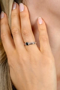 ZINZI zilveren multi-look ring met rechthoekige zwarte zirkonia en witte zirkonia's ZIR2626Z