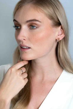 ZINZI zilveren multi-look oorstekers extra 14K geel verguld twee banen met witte zirconia's 15mm ZIO2254