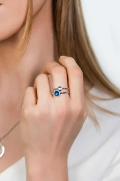 ZINZI zilveren multi-look ring blauw wit ZIR1963