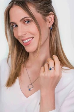 ZINZI zilveren multi-look ring blauw wit ZIR1963