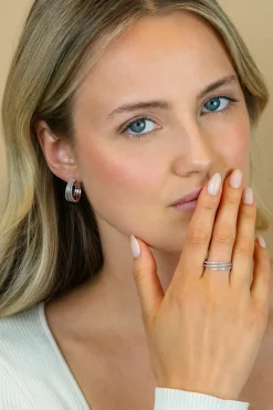 ZINZI zilveren multi-look ring (6mm breed) met 3 banen bezet met witte zirkonia’s ZIR2727