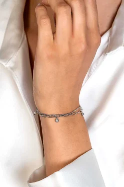 ZINZI zilveren multi-look armband met gourmet en paperclip schakels, bezet met vier ronde zirconia's ZIA2362