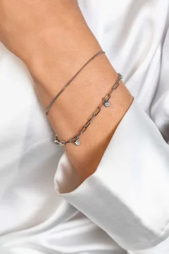 ZINZI zilveren multi-look armband met gourmet en paperclip schakels, bezet met vier ronde zirconia's ZIA2362
