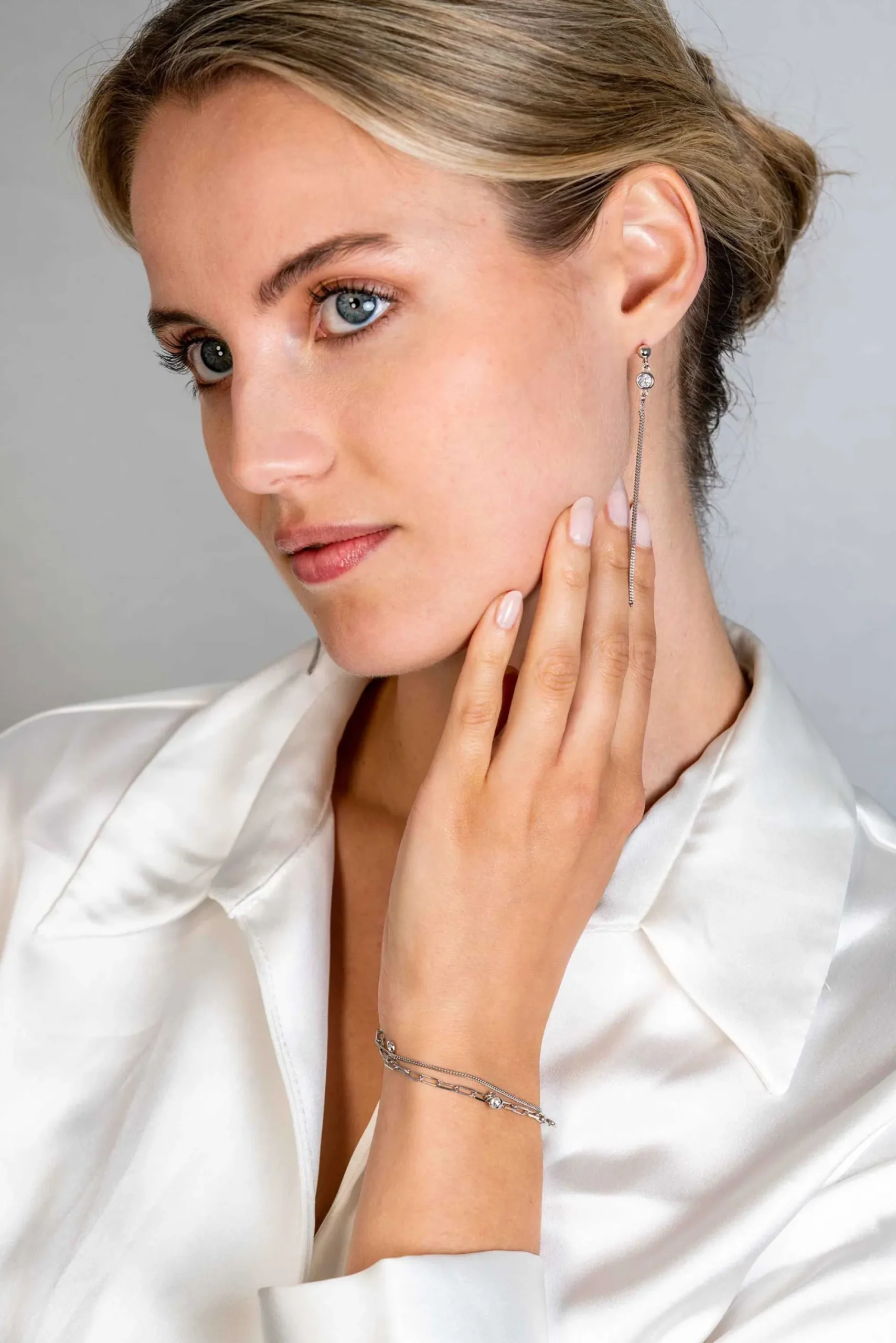 ZINZI zilveren multi-look armband met gourmet en paperclip schakels, bezet met vier ronde zirconia's ZIA2362
