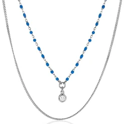 ZINZI zilveren multilook ketting met gourmet en blauwe bolletjes schakels, ronde zetting met witte zirconia 42-45cm ZIC2529