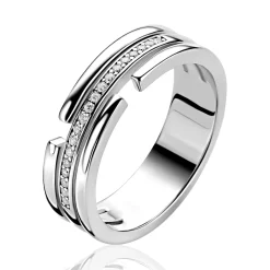 ZINZI zilveren multi-look ring (6mm breed) 3 banen met witte zirkonia’s ZIR2730