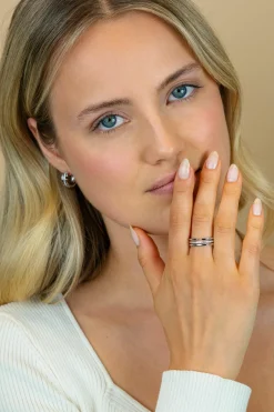 ZINZI zilveren multi-look ring (6mm breed) 3 banen met witte zirkonia’s ZIR2730