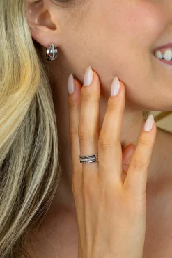 ZINZI zilveren multi-look ring (6mm breed) 3 banen met witte zirkonia’s ZIR2730
