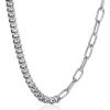 ZINZI zilveren multi-schakelketting met gourmet en paperclip schakels 6,7mm breed 45cm ZIC2285