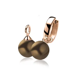 ZINZI zilveren oorbedels rosé verguld bruine parel ZICH266RB. (zonder oorringen).