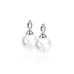 ZINZI zilveren oorbedels parel wit 12mm ZICH305W (zonder oorringen)