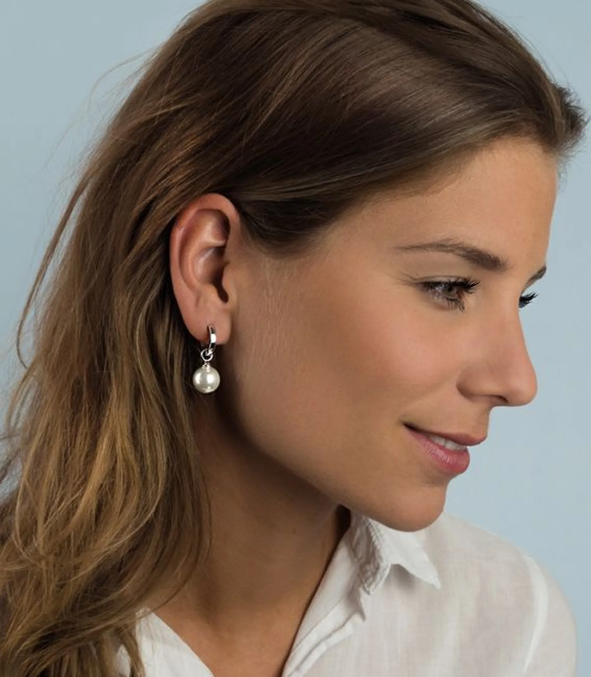 ZINZI zilveren oorbedels parel wit 12mm ZICH305W (zonder oorringen)