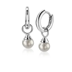 ZINZI zilveren oorbedels parels lichtgrijs 6mm ZICH1749LG (zonder oorringen)
