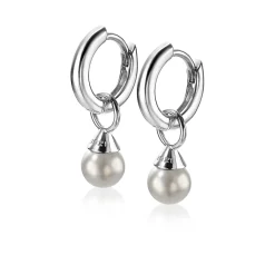 ZINZI zilveren oorbedels parels lichtgrijs 6mm ZICH1749LG (zonder oorringen)