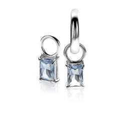 ZINZI zilveren oorbedels 12mm rechthoek blauw ZICH2021B (zonder oorringen)