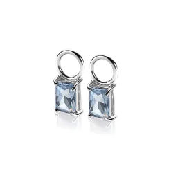 ZINZI zilveren oorbedels 12mm rechthoek blauw ZICH2021B (zonder oorringen)