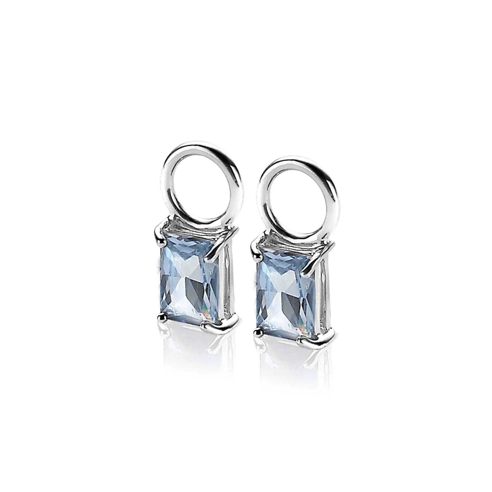 ZINZI zilveren oorbedels 12mm rechthoek blauw ZICH2021B (zonder oorringen)