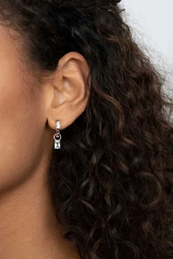 ZINZI zilveren oorbedels 12mm rechthoek blauw ZICH2021B (zonder oorringen)