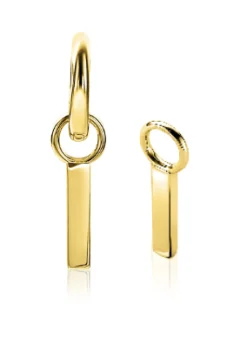 ZINZI zilveren oorbedels 14K geel verguld staafje glad ZICH1440G (zonder oorringen)