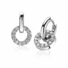ZINZI zilveren oorbedels 10mm cirkel witte zirconia's ZICH2155 (zonder oorringen)