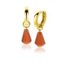 ZINZI zilveren oorbedels 14K geel verguld in kegelvorm met koraalrood agaat 8mm ZICH2256R (zonder oorringen)