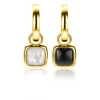 ZINZI zilveren oorbedels extra 14K geel verguld vierkant tweezijdig zwarte onyx en witte parelmoer 10mm ZICH2257G (zonder oorringen)