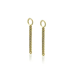 ZINZI zilveren oorbedels geel verguld gourmet ketting 30mm ZICH1694G (zonder oorringen)