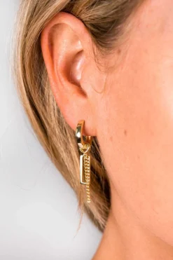 ZINZI zilveren oorbedels geel verguld gourmet ketting 30mm ZICH1694G (zonder oorringen)