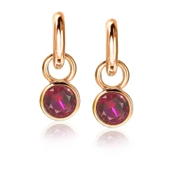 ZINZI zilveren oorbedels rosé verguld 7mm rond donkerrood ZICH1486RR (zonder oorringen)