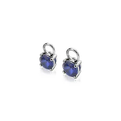 ZINZI zilveren oorbedels rond donkerblauw ZICH1300Q (zonder oorringen)