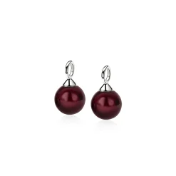 ZINZI zilveren oorbedels parel rond bordeaux rood 10mm ZICH266DR (zonder oorringen)