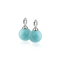 ZINZI zilveren oorbedels parel turquoise ZICH266T (zonder oorringen)