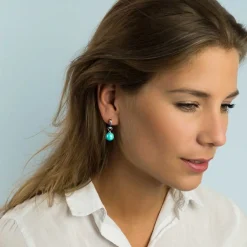 ZINZI zilveren oorbedels parel turquoise ZICH266T (zonder oorringen)
